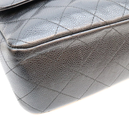 CHANEL シャネル 18番 A58600 黒 キャビア G金具 Wフラップ デカマトラッセ30 ショルダーバッグ ショルダーバッグ