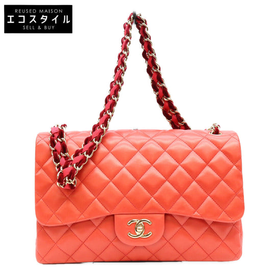 CHANEL シャネル 13番 09年 A48105 赤 ラム G金具 ベロア×ナイロンチェーン デカマトラッセ30 ショルダーバッグ ショルダーバッグ