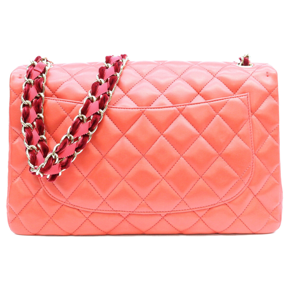 CHANEL シャネル 13番 09年 A48105 赤 ラム G金具 ベロア×ナイロンチェーン デカマトラッセ30 ショルダーバッグ ショルダーバッグ