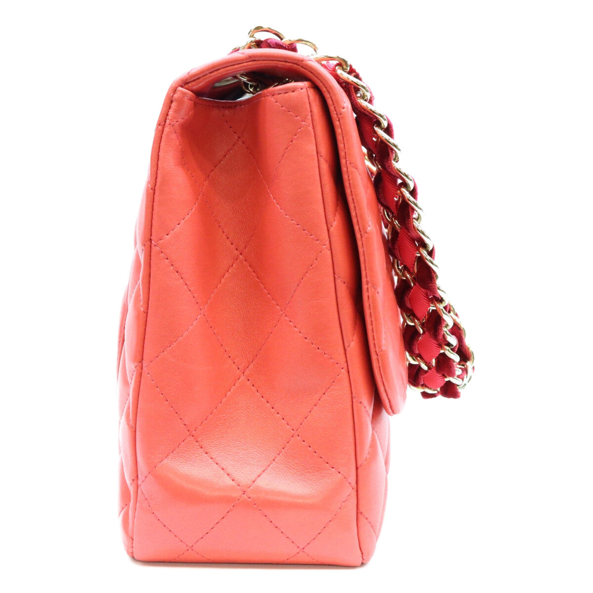 CHANEL シャネル 13番 09年 A48105 赤 ラム G金具 ベロア×ナイロンチェーン デカマトラッセ30 ショルダーバッグ ショルダーバッグ