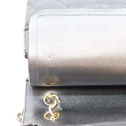 CHANEL シャネル 19番 A58600 黒 キャビア G金具 Wフラップ デカマトラッセ30 ショルダーバッグ ショルダーバッグ