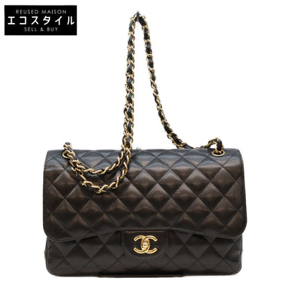 CHANEL シャネル 19番 A58600 黒 キャビア G金具 Wフラップ デカマトラッセ30 ショルダーバッグ ショルダーバッグ