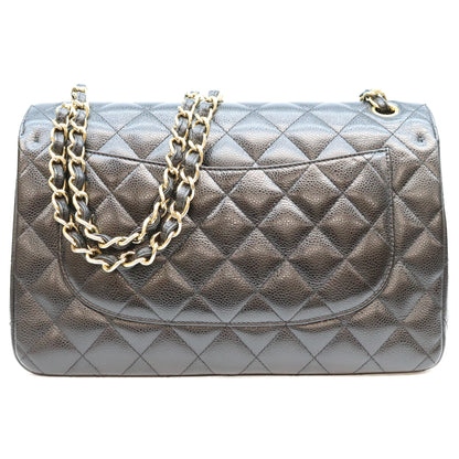 CHANEL シャネル 19番 A58600 黒 キャビア G金具 Wフラップ デカマトラッセ30 ショルダーバッグ ショルダーバッグ