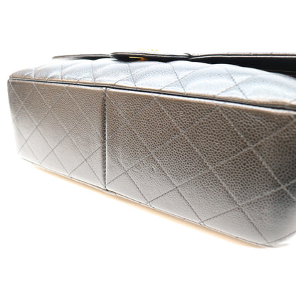 CHANEL シャネル 19番 A58600 黒 キャビア G金具 Wフラップ デカマトラッセ30 ショルダーバッグ ショルダーバッグ