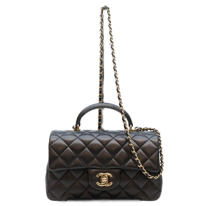 CHANEL シャネル AS2431 黒 ラム G金具 トップハンドル ミニマトラッセ20 ショルダーバッグ ショルダーバッグ