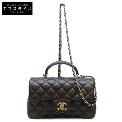 CHANEL シャネル AS2431 黒 ラム G金具 トップハンドル ミニマトラッセ20 ショルダーバッグ ショルダーバッグ