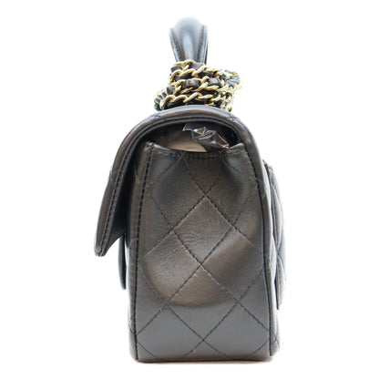 CHANEL シャネル AS2431 黒 ラム G金具 トップハンドル ミニマトラッセ20 ショルダーバッグ ショルダーバッグ