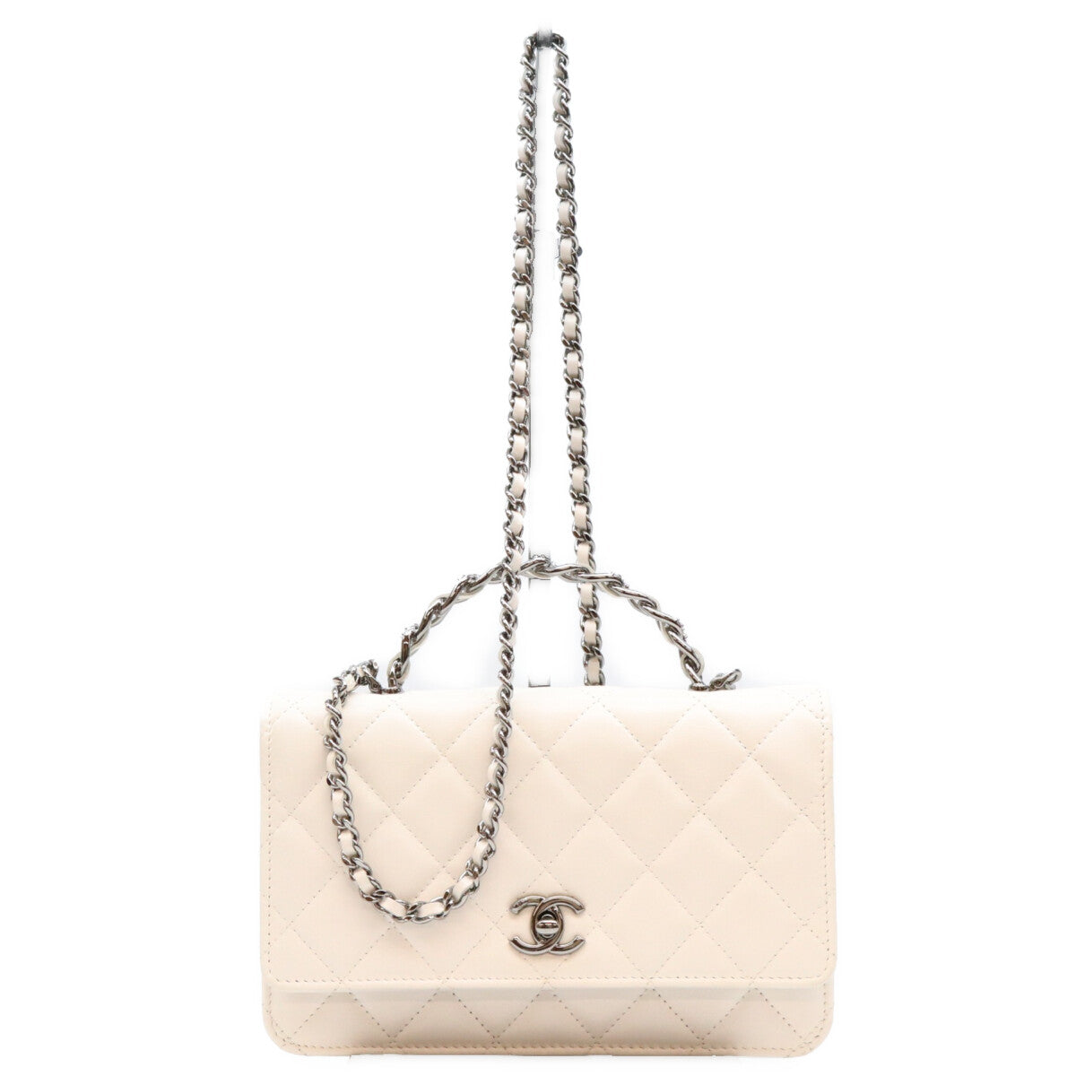CHANEL シャネル AP3566 白 ラム SV金具 チェーントップハンドル チェーンウォレット ショルダーバッグ ショルダーバッグ