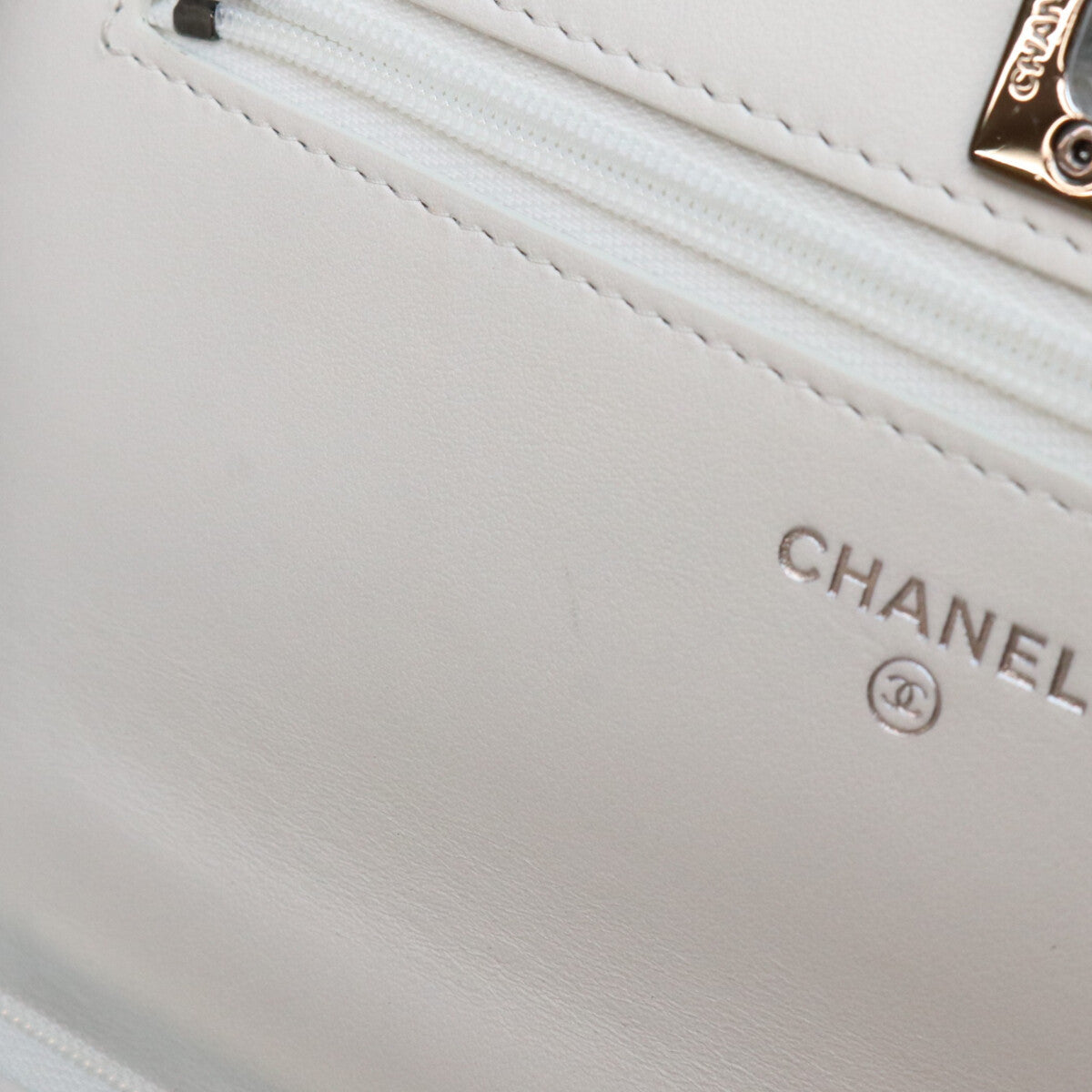 CHANEL シャネル AP3566 白 ラム SV金具 チェーントップハンドル チェーンウォレット ショルダーバッグ ショルダーバッグ
