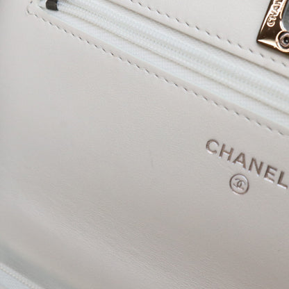 CHANEL シャネル AP3566 白 ラム SV金具 チェーントップハンドル チェーンウォレット ショルダーバッグ ショルダーバッグ