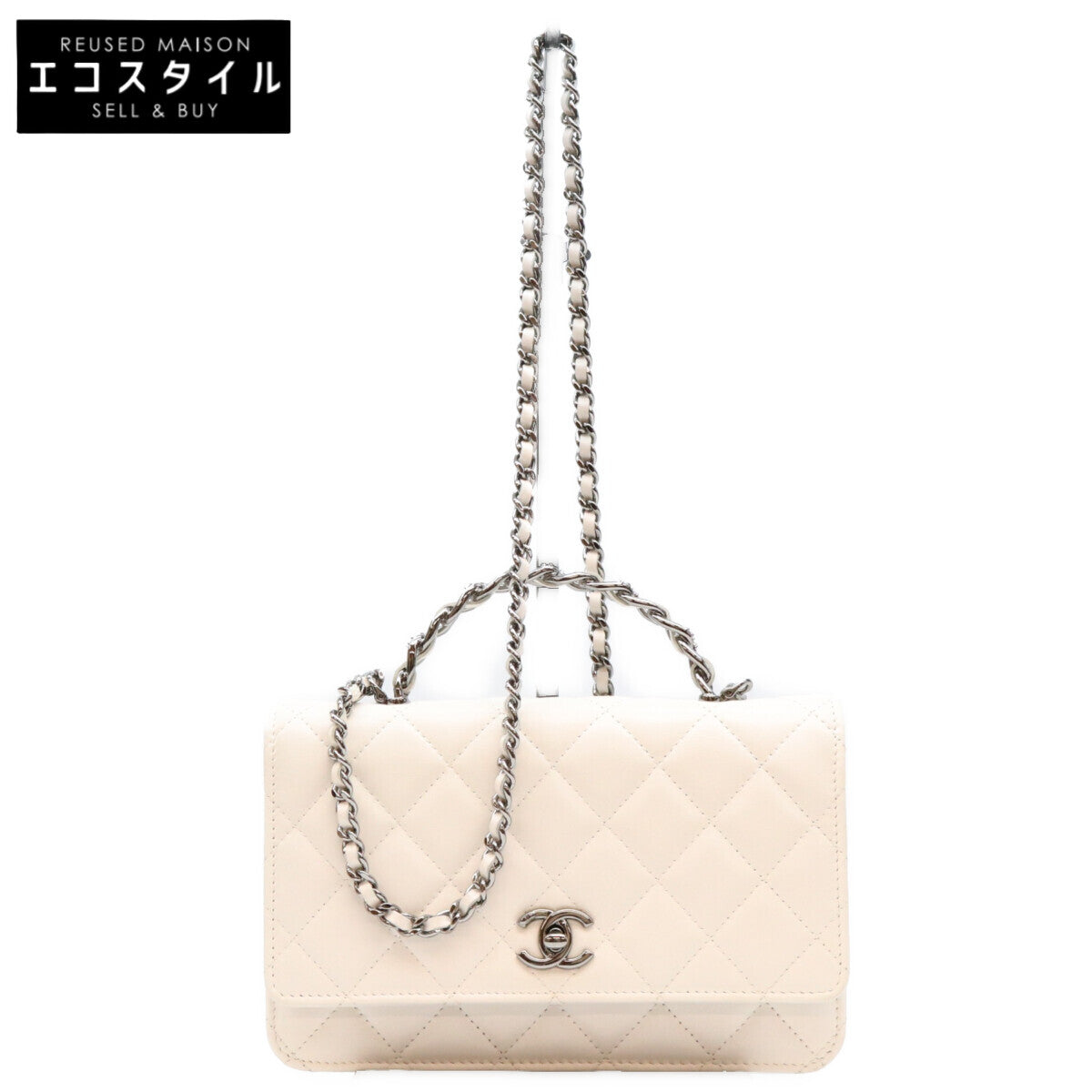 CHANEL シャネル AP3566 白 ラム SV金具 チェーントップハンドル チェーンウォレット ショルダーバッグ ショルダーバッグ