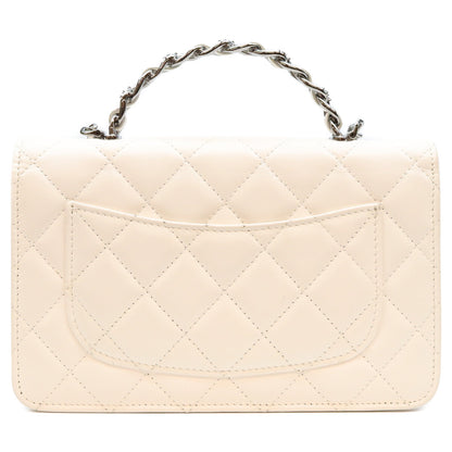 CHANEL シャネル AP3566 白 ラム SV金具 チェーントップハンドル チェーンウォレット ショルダーバッグ ショルダーバッグ