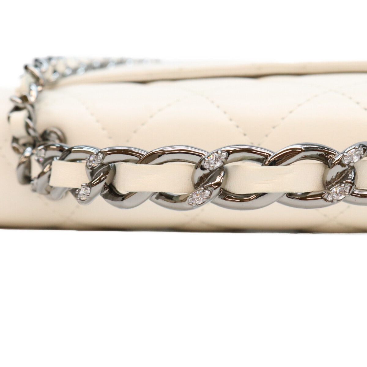 CHANEL シャネル AP3566 白 ラム SV金具 チェーントップハンドル チェーンウォレット ショルダーバッグ ショルダーバッグ