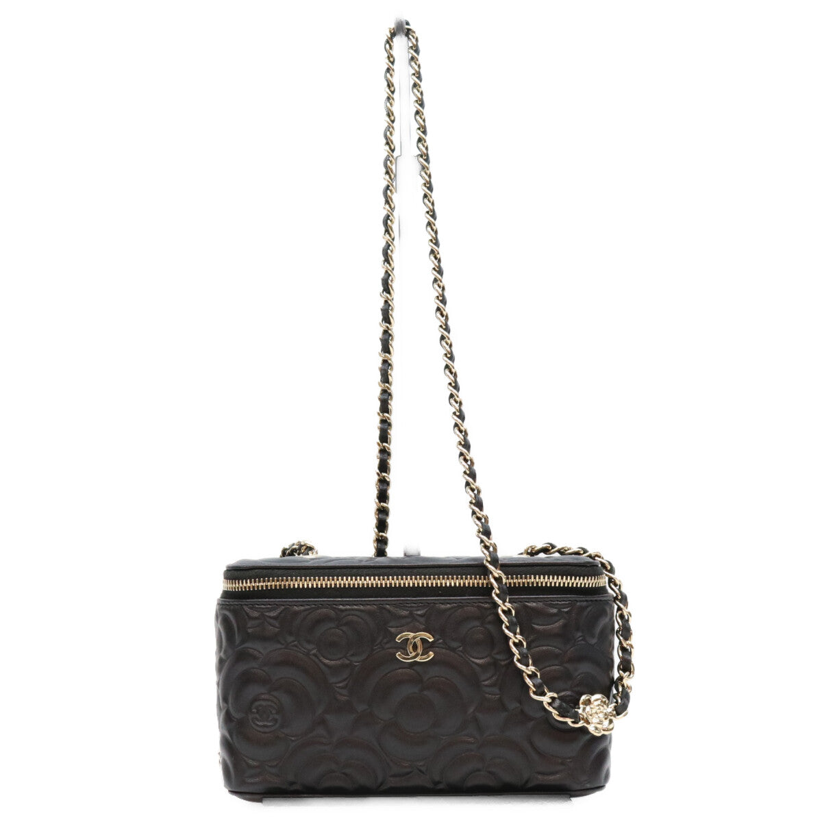 CHANEL シャネル 31番 AP2089 黒 カメリア エンボスレザー G金具 チェーンバニティ ショルダーバッグ ショルダーバッグ