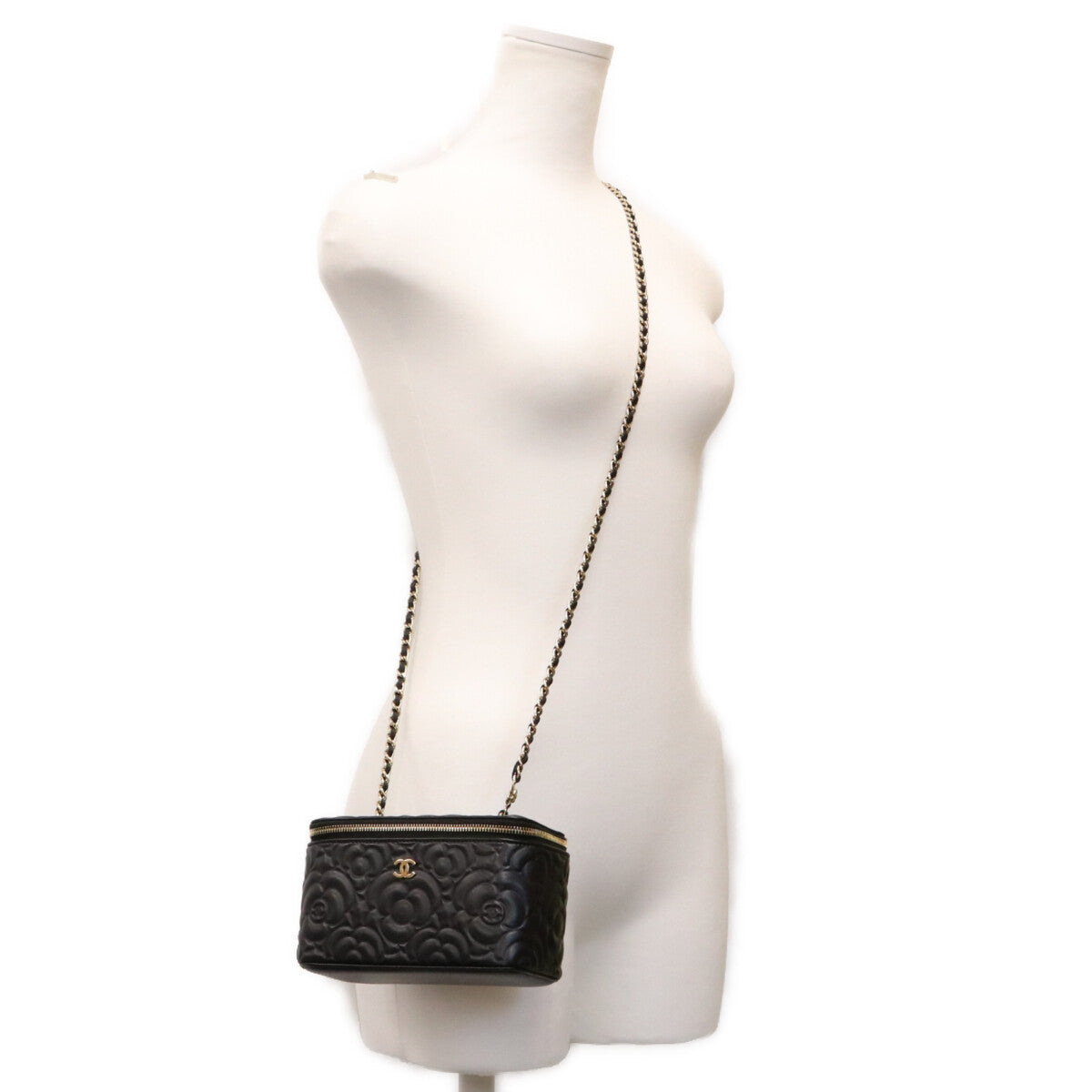 CHANEL シャネル 31番 AP2089 黒 カメリア エンボスレザー G金具 チェーンバニティ ショルダーバッグ ショルダーバッグ