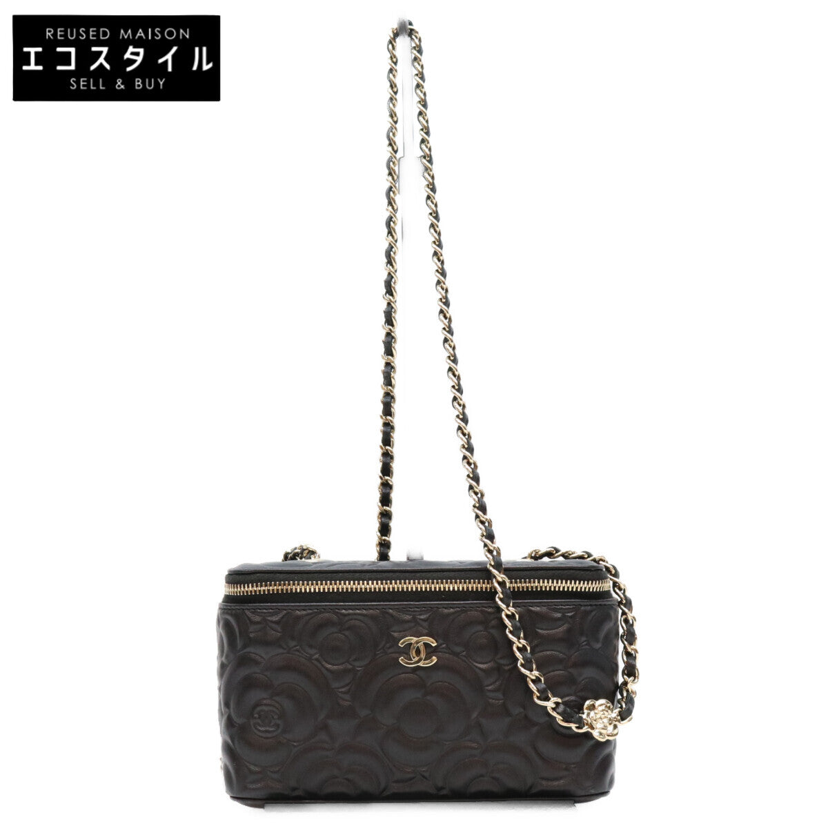 CHANEL シャネル 31番 AP2089 黒 カメリア エンボスレザー G金具 チェーンバニティ ショルダーバッグ ショルダーバッグ