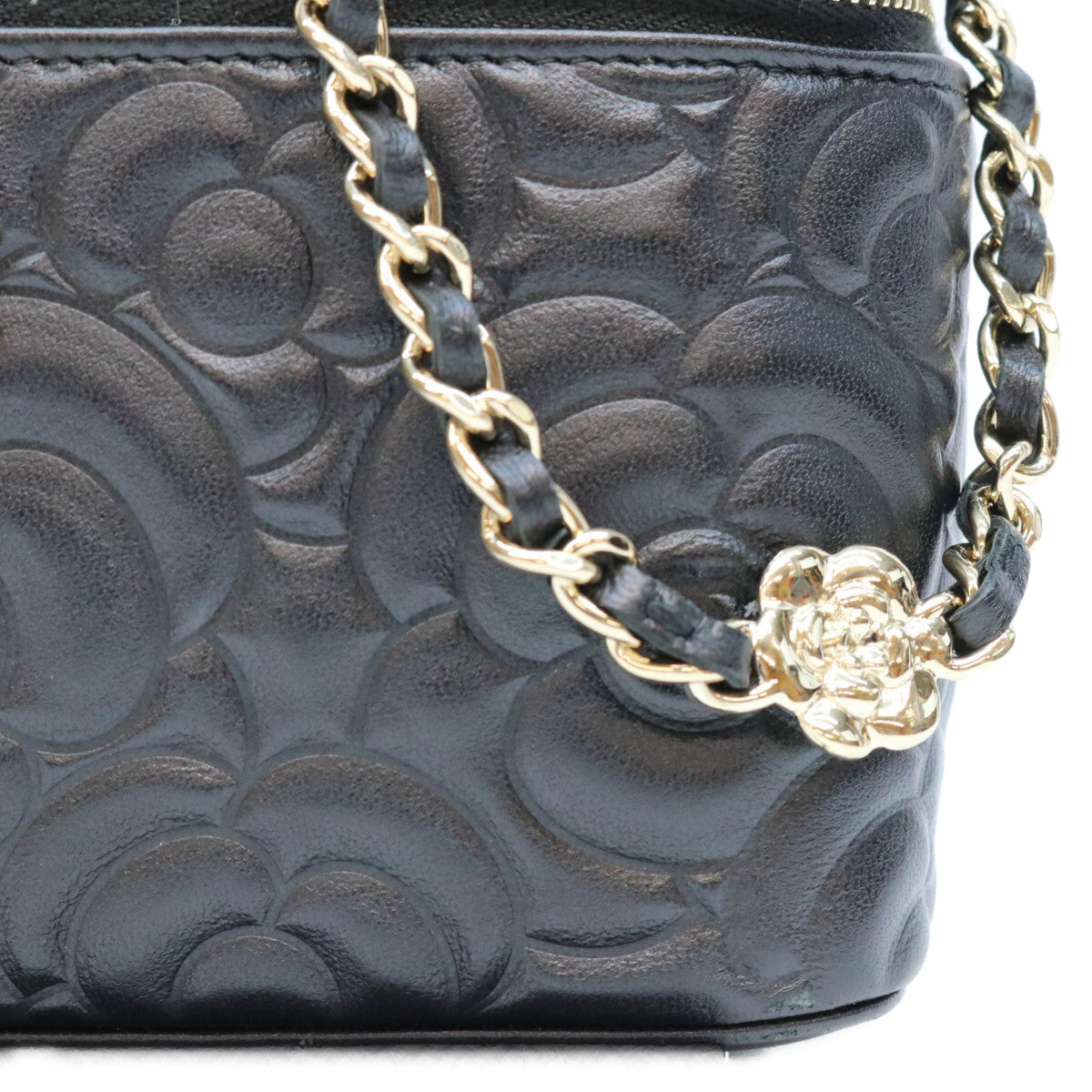 CHANEL シャネル 31番 AP2089 黒 カメリア エンボスレザー G金具 チェーンバニティ ショルダーバッグ ショルダーバッグ