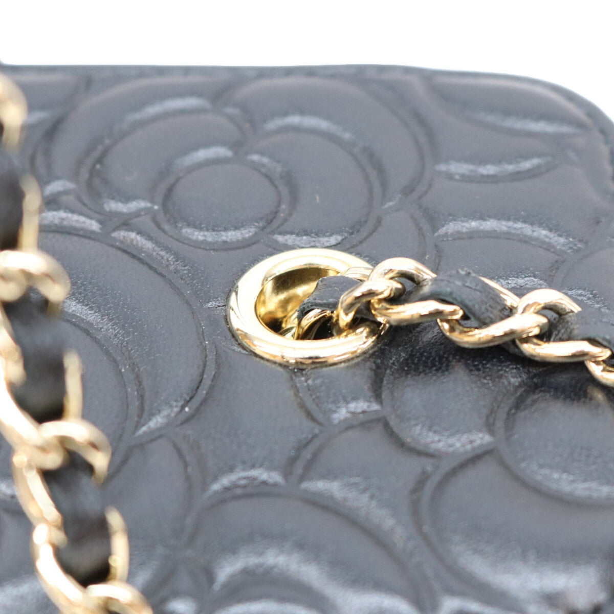 CHANEL シャネル 31番 AP2089 黒 カメリア エンボスレザー G金具 チェーンバニティ ショルダーバッグ ショルダーバッグ