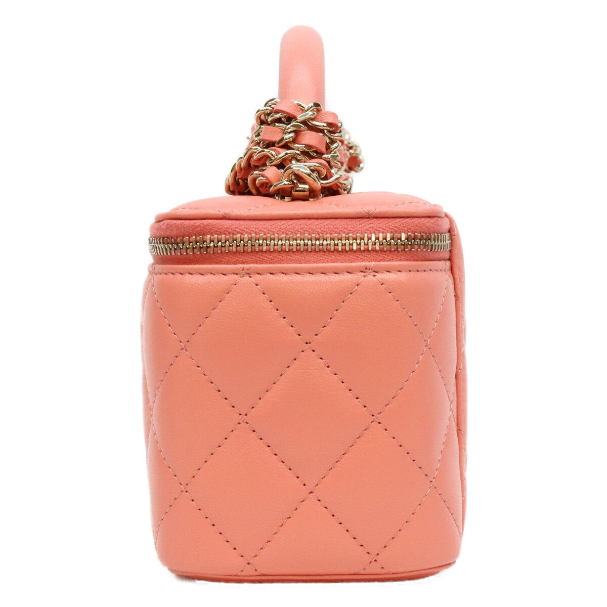 CHANEL シャネル AP2199 ピンク ラム G金具 トップハンドルバニティ ショルダーバッグ ショルダーバッグ