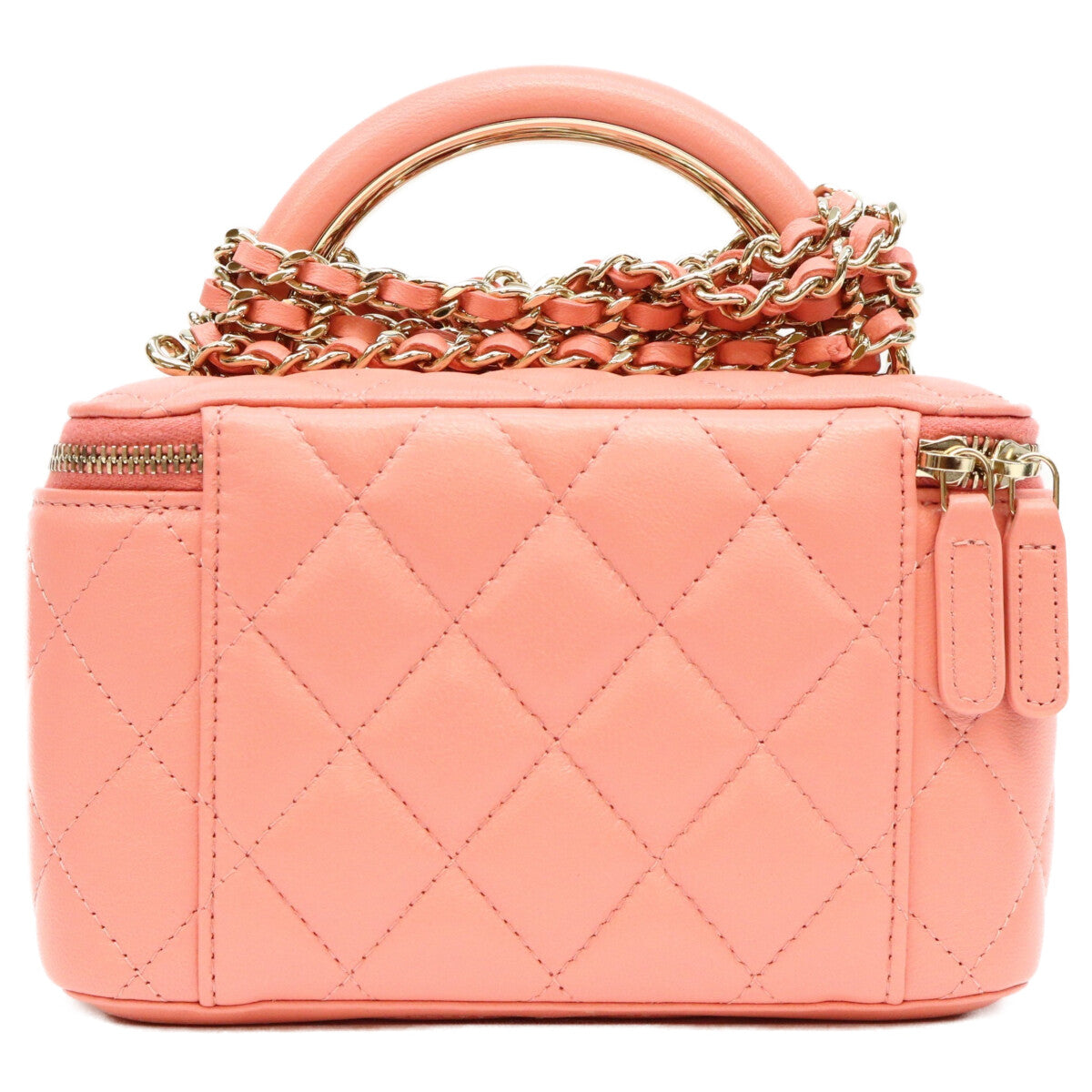 CHANEL シャネル AP2199 ピンク ラム G金具 トップハンドルバニティ ショルダーバッグ ショルダーバッグ