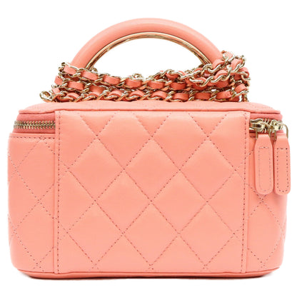 CHANEL シャネル AP2199 ピンク ラム G金具 トップハンドルバニティ ショルダーバッグ ショルダーバッグ