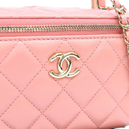CHANEL シャネル AP2199 ピンク ラム G金具 トップハンドルバニティ ショルダーバッグ ショルダーバッグ