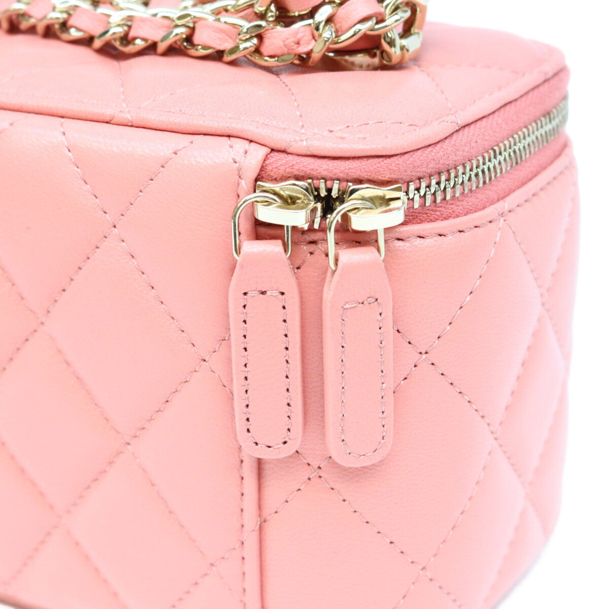 CHANEL シャネル AP2199 ピンク ラム G金具 トップハンドルバニティ ショルダーバッグ ショルダーバッグ