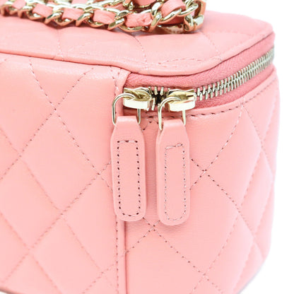 CHANEL シャネル AP2199 ピンク ラム G金具 トップハンドルバニティ ショルダーバッグ ショルダーバッグ