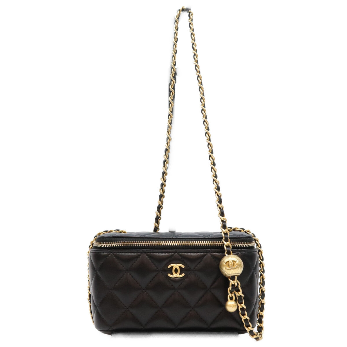 CHANEL シャネル 31番 AP2303 黒 ラム G金具 ココボール/パールクラッシュ バニティショルダーバッグ ショルダーバッグ