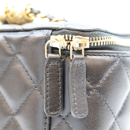 CHANEL シャネル 31番 AP2303 黒 ラム G金具 ココボール/パールクラッシュ バニティショルダーバッグ ショルダーバッグ