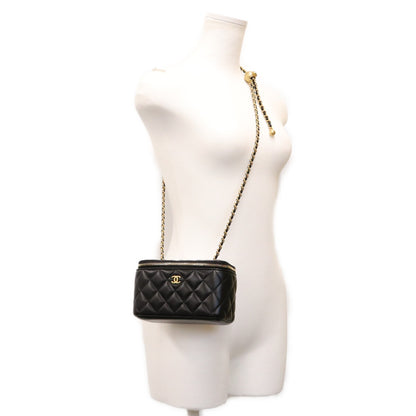 CHANEL シャネル 31番 AP2303 黒 ラム G金具 ココボール/パールクラッシュ バニティショルダーバッグ ショルダーバッグ