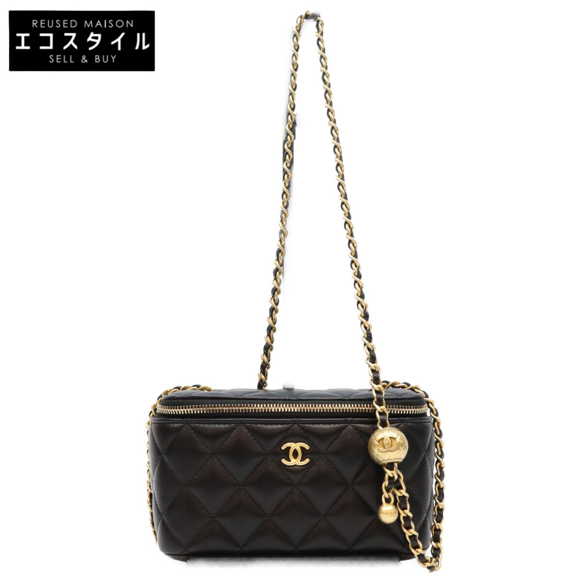 CHANEL シャネル 31番 AP2303 黒 ラム G金具 ココボール/パールクラッシュ バニティショルダーバッグ ショルダーバッグ