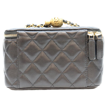 CHANEL シャネル 31番 AP2303 黒 ラム G金具 ココボール/パールクラッシュ バニティショルダーバッグ ショルダーバッグ
