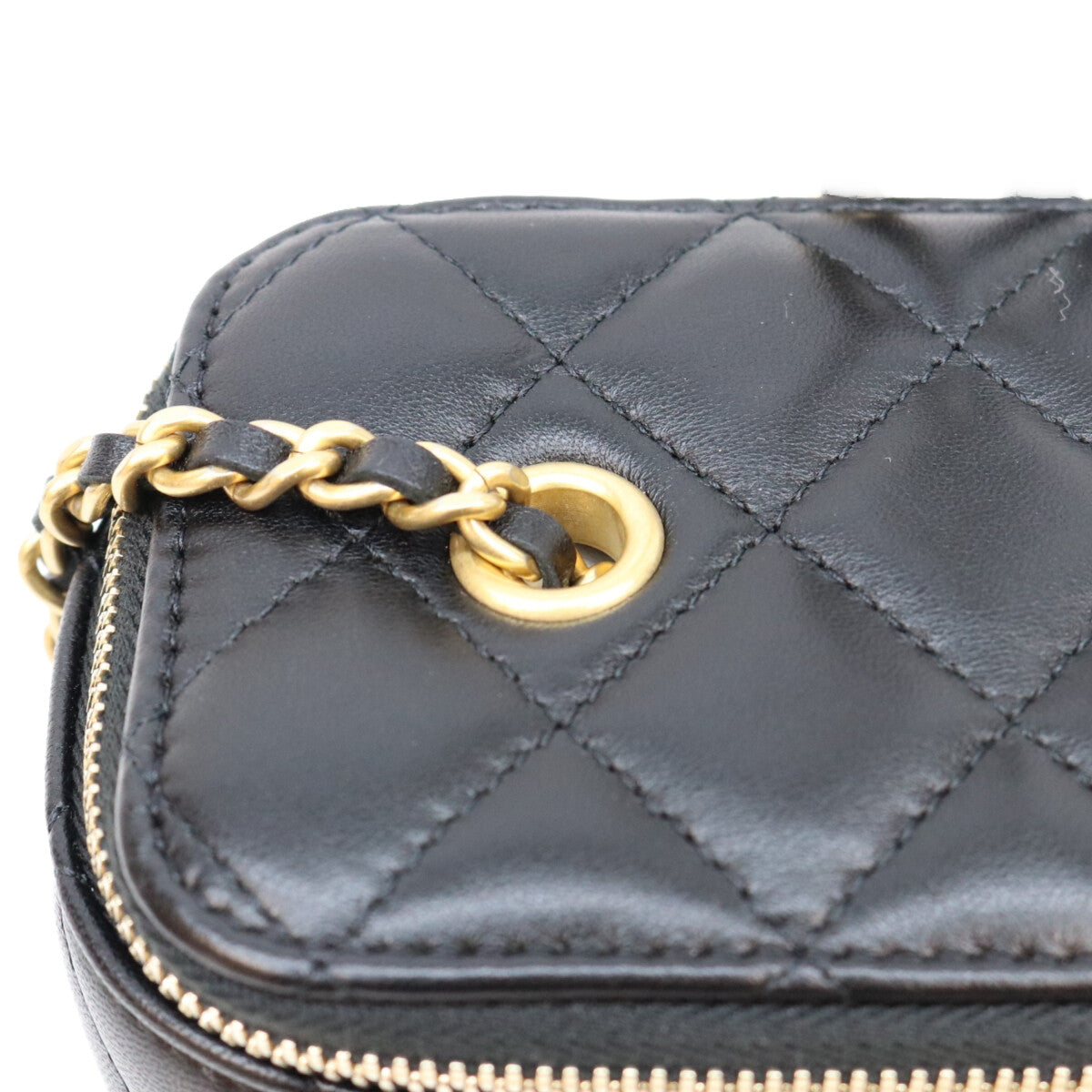 CHANEL シャネル 31番 AP2303 黒 ラム G金具 ココボール/パールクラッシュ バニティショルダーバッグ ショルダーバッグ