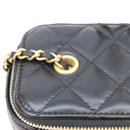 CHANEL シャネル 31番 AP2303 黒 ラム G金具 ココボール/パールクラッシュ バニティショルダーバッグ ショルダーバッグ