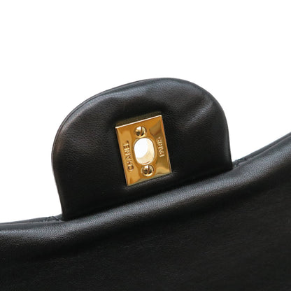 CHANEL シャネル 14番 A58600 黒 ラム G金具 Wフラップ デカマトラッセ30 ショルダーバック ショルダーバッグ