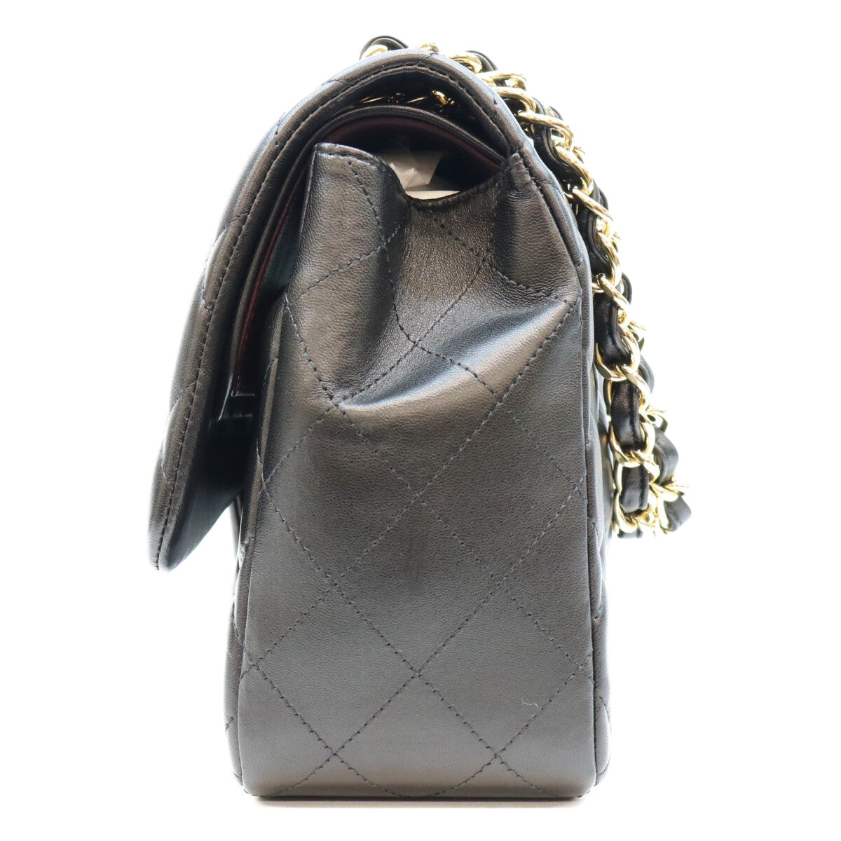 CHANEL シャネル 14番 A58600 黒 ラム G金具 Wフラップ デカマトラッセ30 ショルダーバック ショルダーバッグ