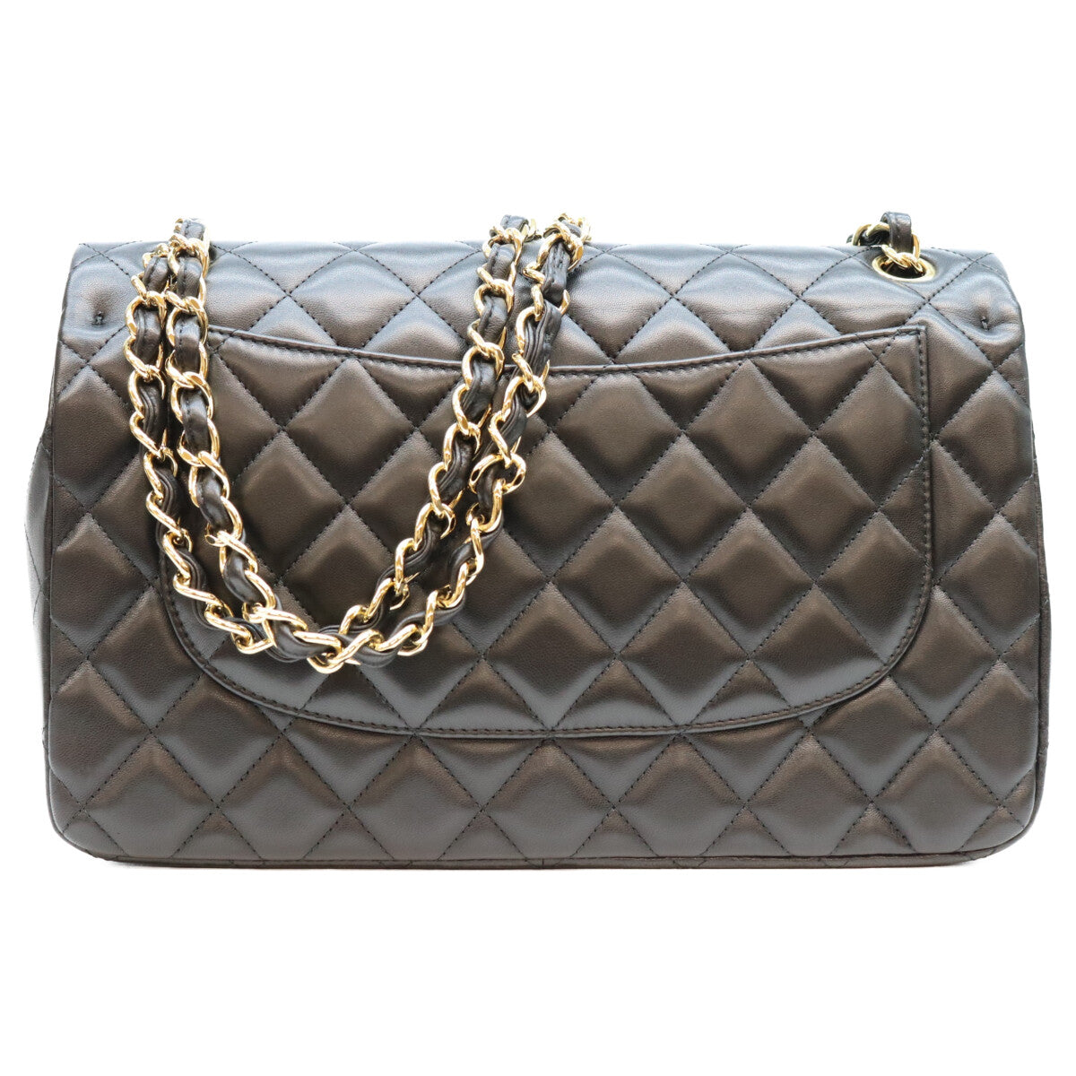 CHANEL シャネル 14番 A58600 黒 ラム G金具 Wフラップ デカマトラッセ30 ショルダーバック ショルダーバッグ