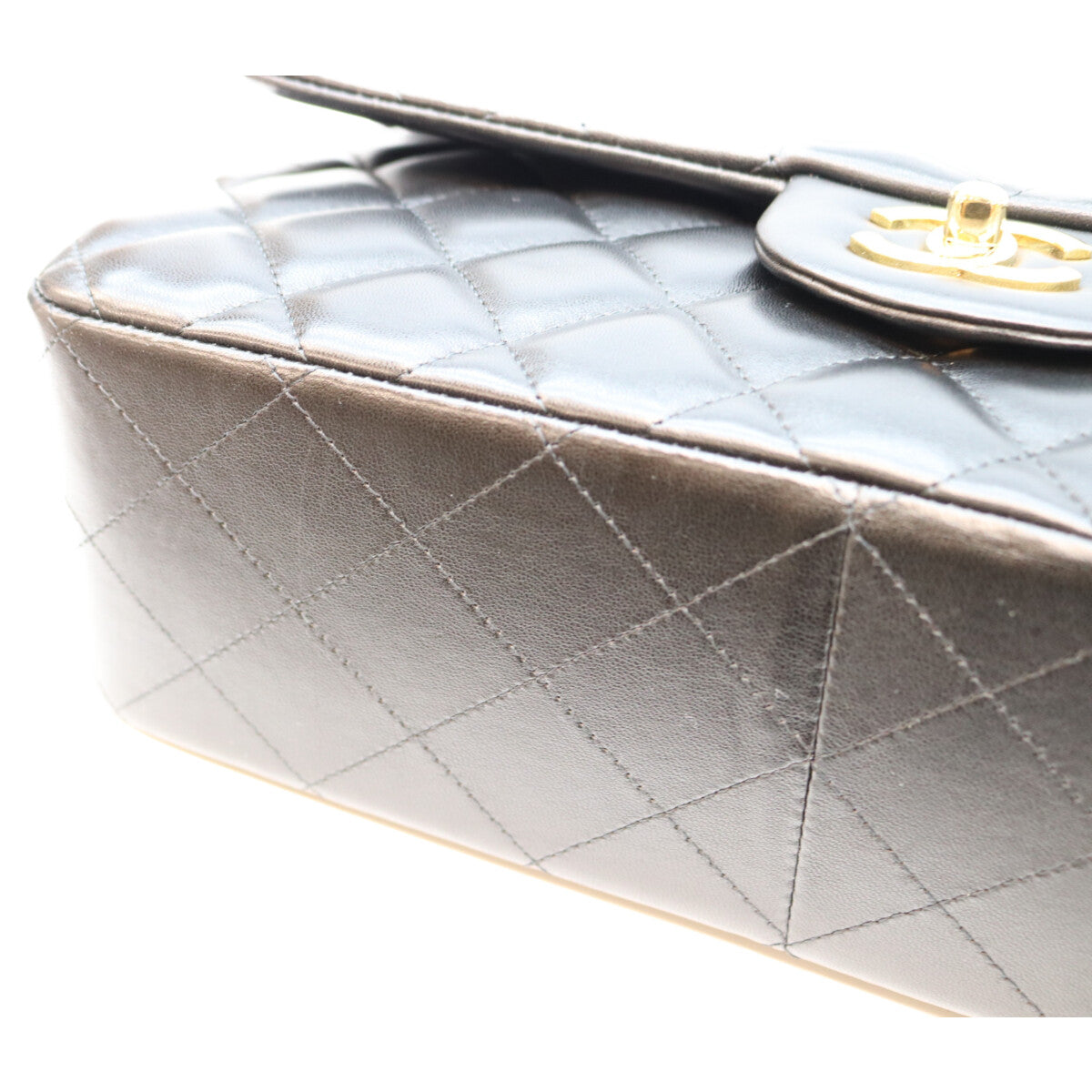 CHANEL シャネル 14番 A58600 黒 ラム G金具 Wフラップ デカマトラッセ30 ショルダーバック ショルダーバッグ