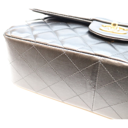 CHANEL シャネル 14番 A58600 黒 ラム G金具 Wフラップ デカマトラッセ30 ショルダーバック ショルダーバッグ