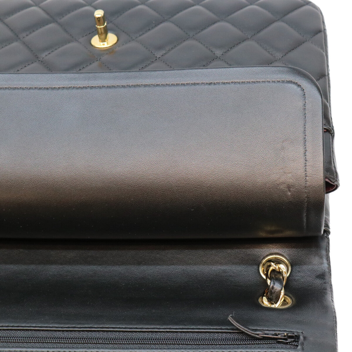 CHANEL シャネル 14番 A58600 黒 ラム G金具 Wフラップ デカマトラッセ30 ショルダーバック ショルダーバッグ
