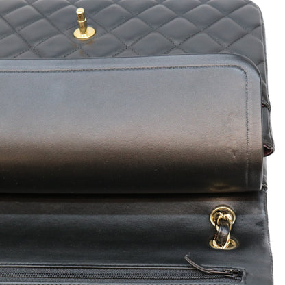 CHANEL シャネル 14番 A58600 黒 ラム G金具 Wフラップ デカマトラッセ30 ショルダーバック ショルダーバッグ