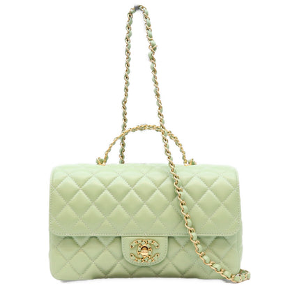 CHANEL シャネル ミントグリーン ラム G金具 チェーントップハンドル マトラッセ23 ショルダーバッグ ショルダーバッグ