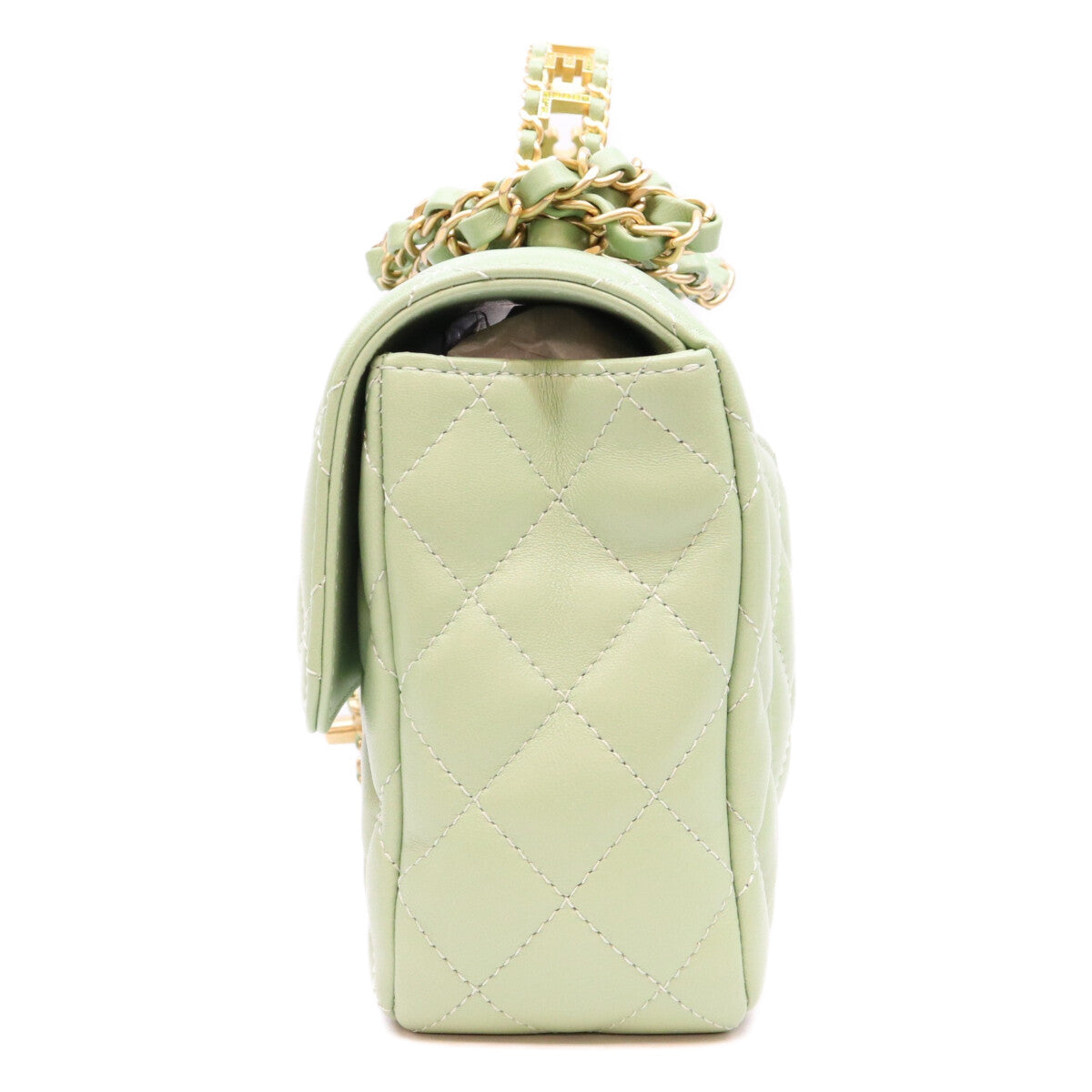 CHANEL シャネル ミントグリーン ラム G金具 チェーントップハンドル マトラッセ23 ショルダーバッグ ショルダーバッグ