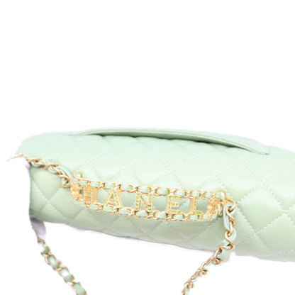 CHANEL シャネル ミントグリーン ラム G金具 チェーントップハンドル マトラッセ23 ショルダーバッグ ショルダーバッグ