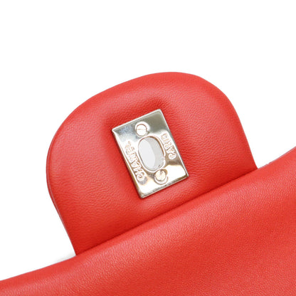 CHANEL シャネル 18番 A58600 赤 ラム SV金具 Wフラップ デカマトラッセ30 ショルダーバッグ ショルダーバッグ