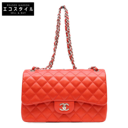 CHANEL シャネル 18番 A58600 赤 ラム SV金具 Wフラップ デカマトラッセ30 ショルダーバッグ ショルダーバッグ