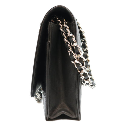 CHANEL シャネル A47421 黒 ラム SV金具 カメリア チェーンウォレット ショルダーバッグ