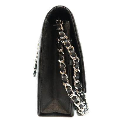 CHANEL シャネル A47421 黒 ラム SV金具 カメリア チェーンウォレット ショルダーバッグ