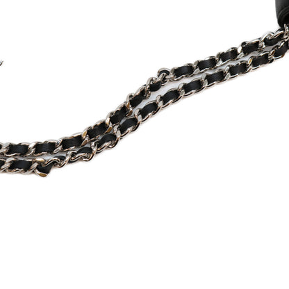 CHANEL シャネル A47421 黒 ラム SV金具 カメリア チェーンウォレット ショルダーバッグ